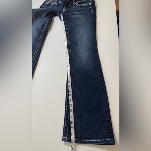 Miss Me Dark Blue Boot Cut Jeans with Embellished Pockets ✨ - Picture 9 of 16